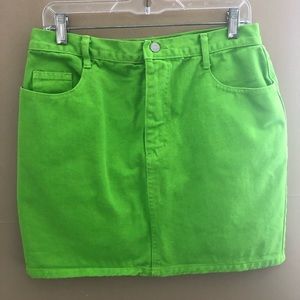 Lime Green Denim Jean Skirt Size XL